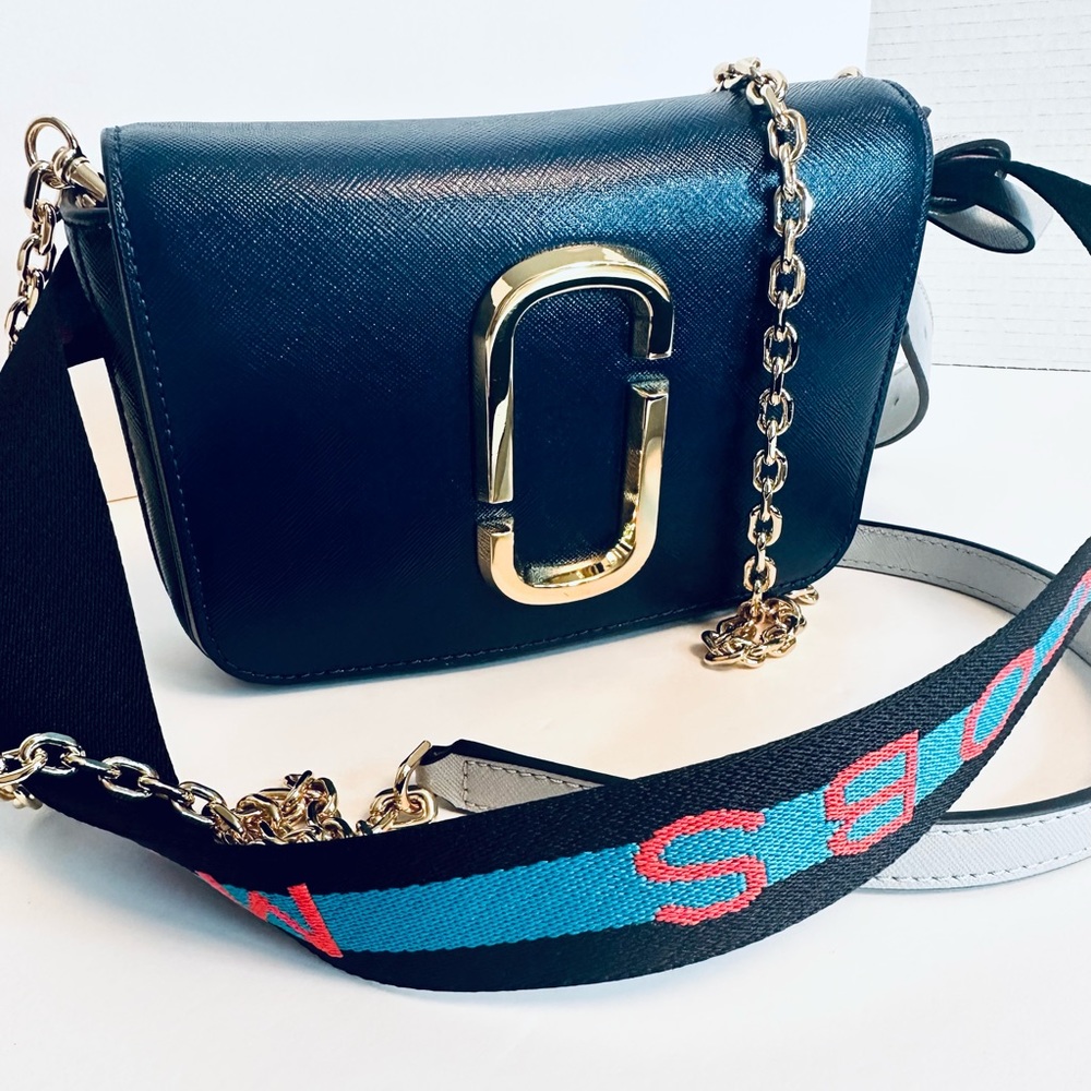 Marc Jacobs Navy Crossbody Bag with Gold Chain